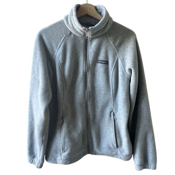 Columbia Gray Fleece Jacket Size Large Front Zip Outdoors activewear hiking - Picture 1 of 2